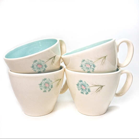 4 Vintage MCM Ever Yours Boutonnière Coffee Cups